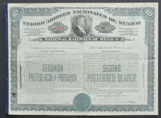 Mexico - National Railways Of Mexico - 1914 - Second Preferred Share (gold)