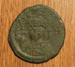 Byzantine Ae Half Follis Of Justinian - Ancient Bronze Coin