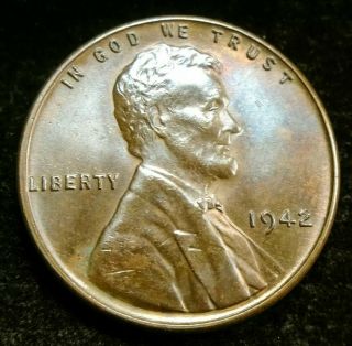 1942 - P Nicely Toned Bu/uncirculated Lincoln Cent Wheat Penny