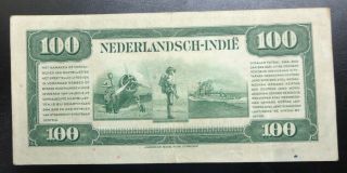 Netherlands East Indies 100 one hundred Gulden banknote,  1943,  Roepiah note 2