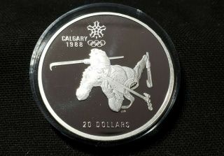 Rcm Calgary 1988 Olympic Winter Games " Biathlon Shooting " $20 Silver Proof Coin