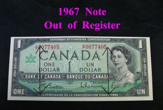 1967 Out Of Register - One Dollar Bank Note - Choice Uncirculated