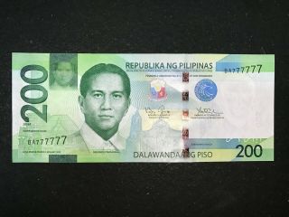Philippines 200 Pesos Ngc 2016f Solid 7 (ba777777) - Seldom Seen Solid Banknote