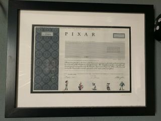 Pixar One Share Certificate,  Animation Studios Steve Jobs Walt Disney Stock