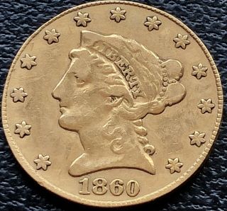 1860 S Quarter Eagle $2.  5 Gold Liberty Head Rare Date San Francisco 19731