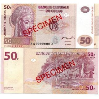 Congo 50 Francs 2007 P - 97s Unc Specimen