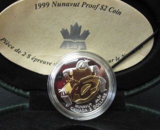 1999 Canada Nunavut Proof $2 Silver Coin - In Case With