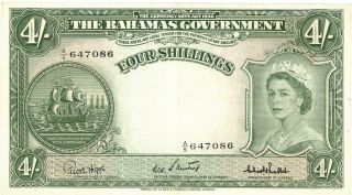 Bahamas 4 Shillings Currency Banknote 1953