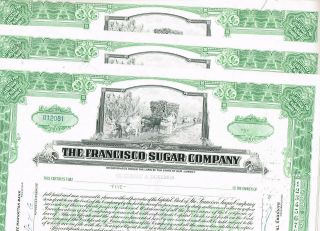 Set 3 The Francisco Sugar Co. ,  1950s,  Green,  Vf