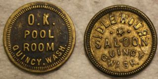 Pair Merchant Trade Token Quincy Wash Ok Pool Room Idle Hour Saloon 5 Cents