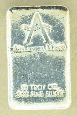 Atlantis 10 Oz.  999 Silver Hand Poured Older Loaf Style Bar 83092