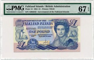 Falkland Islands - 1 Pound 1984 P13 Pmg Gem Unc 67 Epq