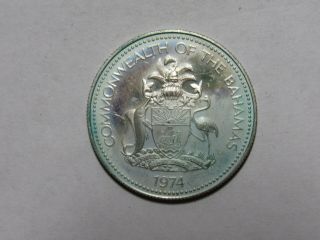 Old Bahamas Silver Coin - 1974 50 Cents - Proof,  Toned