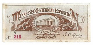 1897 Tennessee Centennial Exposition stock certificate with ticket 4