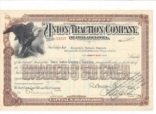 Union Traction Company Of Philadelphia.  1933 Common Stock Certificate