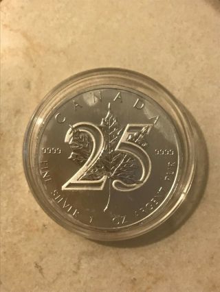 2013 Canadian Maple Leaf 25th Anniversary 1 Oz.  Silver Coin