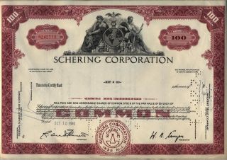 Schering Corporation Stock Certificate Jersey