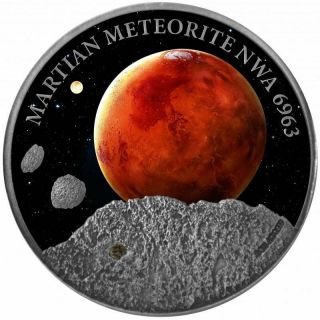 2016 Niue Martian Meteorite Nwa 6963 1 Oz Silver Coin Only 500 Minted 220/500