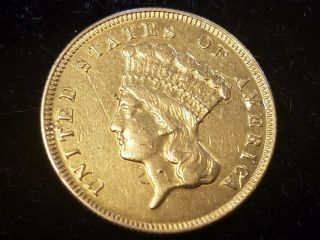 1874 $3 Indian Princess Three Dollar Gold Coin.  Grade With Photo 