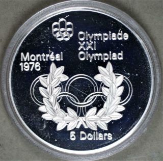 Canada 1974 5 Dollars Proof Silver Coin - Montreal Olympics Wreath