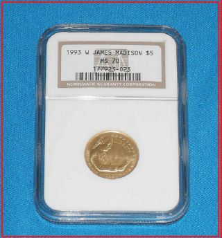 1993 MADISON BILL OF RIGHTS $5 GOLD COIN MS70 NGC.  PERFECT SPECIMEN 4