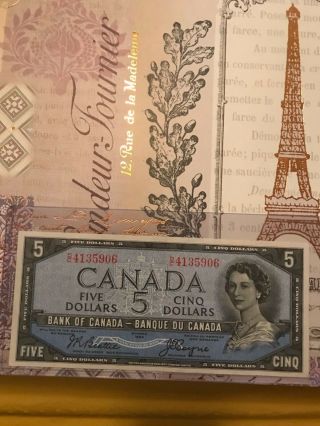 1954 Bank Of Canada Qeii $5 Devils Face ( (ef, ))