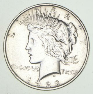 Choice Au/unc 1922 - D Peace Silver Dollar - 90 Silver 402
