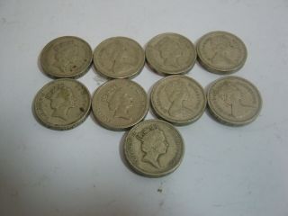 Great Britain - 15 X 1 Pound Coins - 1983 - 1997