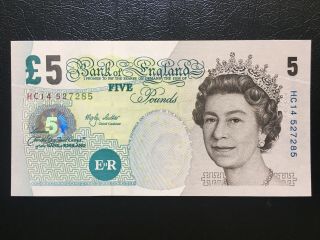 Gb Bank Of England 1999 £5 Five Pounds Banknote Unc S/n Hc14 527285