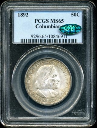 1892 50c Columbian Commemorative Half Dollar Ms65 Pcgs Cac 10846911