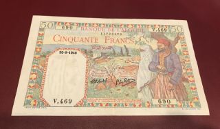Algeria Algerie 50 Francs French Colony 1940 French Colony