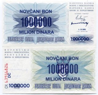Bosnia And Herzegovina 1 000 000 Dinara 1993 Unc Banknote P35 1 Million