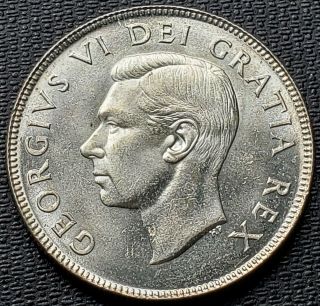 1952 Canada Silver 50 Cent Half Dollar Coin - Choice Bu Ms - 64