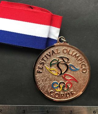 Puerto Rico Ca1990s Copur Festival Olimpico Medal,  Bronze 3rd Place