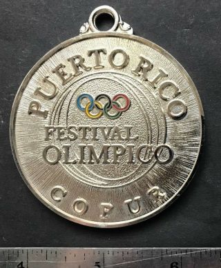 Puerto Rico Copur Festival Olimpico Sports Event Medal,  White Metal 2nd Place