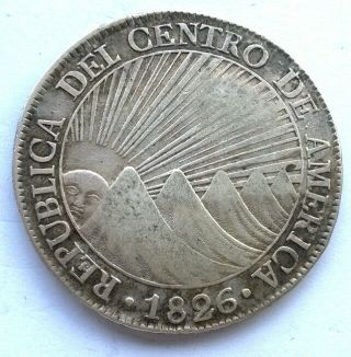 Central American Rep 1826 8 Reales Silver Coin