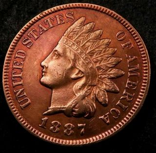 1887 Indian Head Penny Cent // Choice Bu Red // (i762)