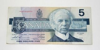 1986 Ottawa Canada $5 Five Dollar,  Cinq,  Collectible Note,  Gnd3464044