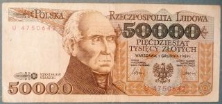 Poland 50000 50 000 Zlotych Note,  P 153,  Issued 01.  12.  1989