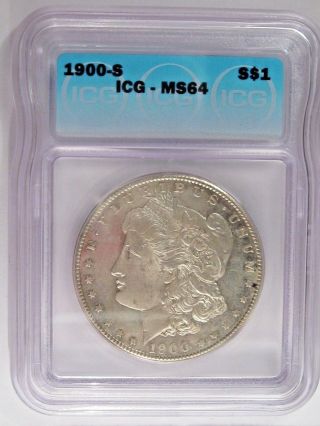 Semi - Key Date 1900 - S $1 Morgan Silver Dollar.  Icg Ms64.