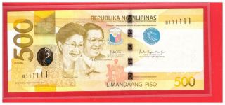 2018 G Philippines 500 Peso Ngc Duterte Single Prefix Solid No.  B 111111 Unc