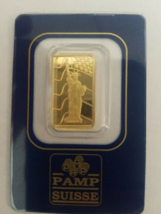 2.  5 Gram Pamp Suisse Gold Bar Lady Liberty