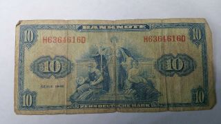1948 Germany 10 Deutsche Mark Banknote Paper Money Bill