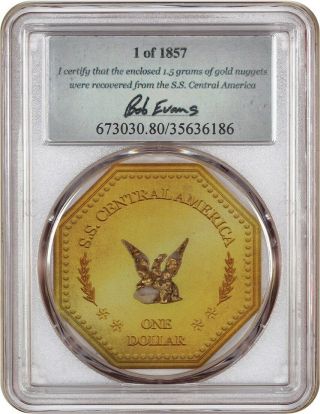 SS Central America Shipwreck $1 of 1857 Gold Rush Nuggets PCGS (1.  5 grams) 2