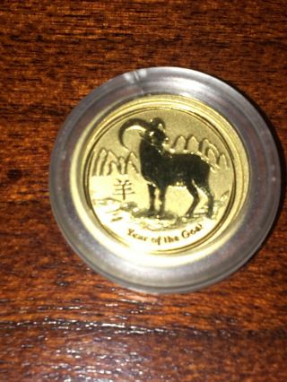 2015 Australia Year Of The Goat $15 1/10 Oz.  9999 Fine Gold Bu Coin.