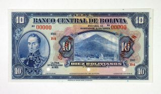 Bolivia,  Banco Central De Bolivia,  1928 Specimen 10 Bolivianos Note,  P - 121s.