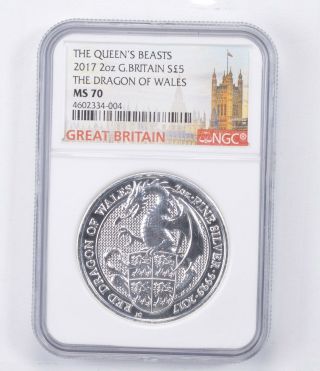 Ms70 2017 Great Britain 2 Oz Silver 5 Pounds - The Queen 