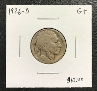 1926 - D U.  S.  Buffalo Indian Nickel Good,  $2.  95 Max C431