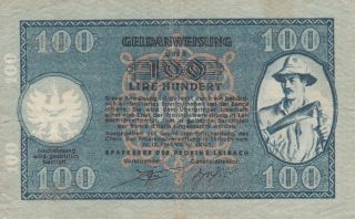 100 Lire Very Fine Banknote From German Occupied Slovenia/laibach 1944 Pick - R22