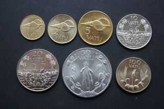 Vanuatu 7 Coins Set: 1,  2,  5,  10,  20,  50 And 100 Vatu 1999 - 2009